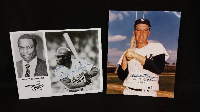 lot 20 image: Clete Boyer (61 Yankees) & Willie Crawford (Dodgers) Autographed Photos