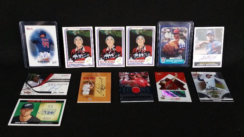 lot 24 image: Autographed Cards, Game Used Bat Card, Jersey Card