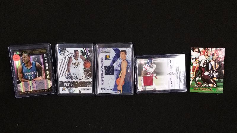 lot 25 image: Autographed Basketball & Football Cards  Jersey Card