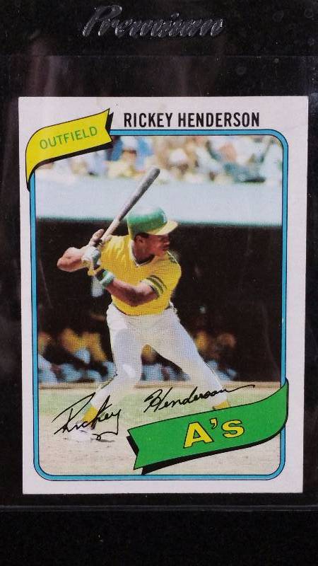 lot 45 image: 1980 Rickey Henderson Topps Rookie Card