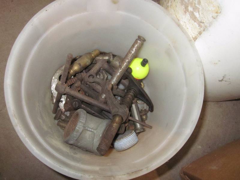 Pail of Misc Nuts & Bolts & Box of Nail Aprons & Nails