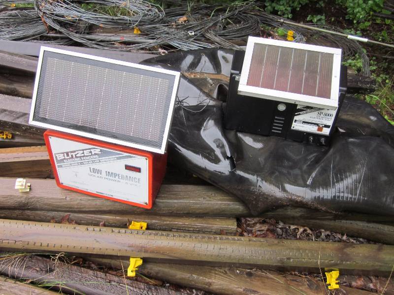 Fence Posts, Wire, & 2 Blitzer Solar Fencers