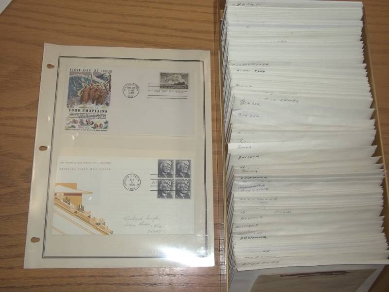 lot 14 image: First Day Issue Stamps with Large Shoe box tote of Assorted Stamps