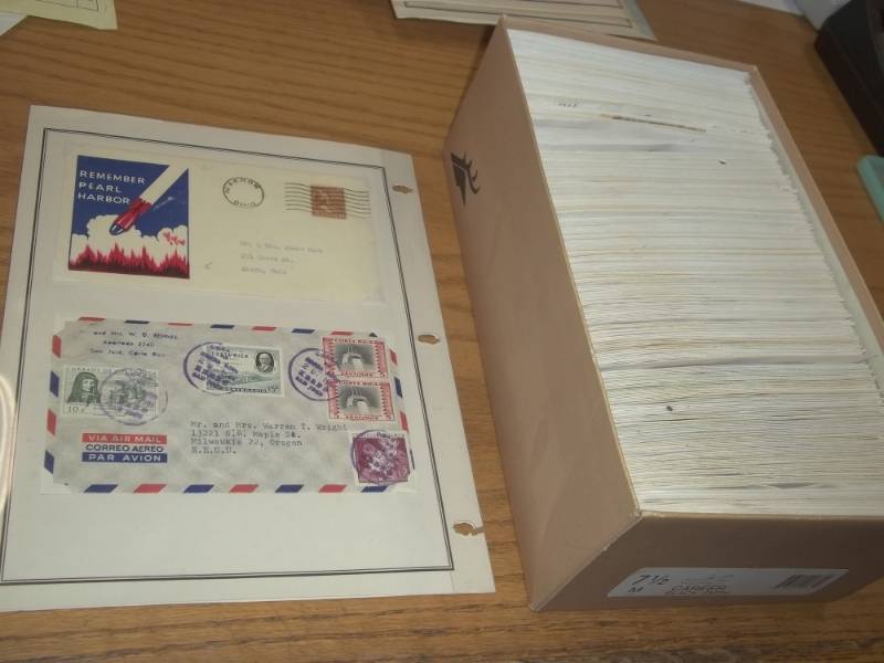 lot 17 image: First Day Issue Stamps with Large Shoe box tote of Sorted by Stamp Number