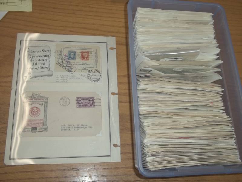 lot 18 image: First Day Issue Stamps with Large Shoe box tote of Sorted by Stamp Number marked 1145-1251