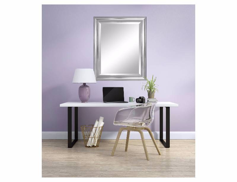 lot 41 image: New Rectangle Elevation Beveled Decorative Wall Mirror with Silver Frame - Alpine Art and Miror