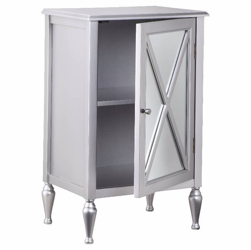lot 42 image: New Hollywood Mirrored One Door Accent Cabinet