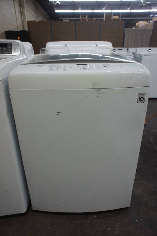 lot 10 image: Slightly Used  Floor Model  - Scratch & Dent LG Model # (WT1501CW) -Top-Loading Washer - White Color - Tested Works - MSRP $ 799.99