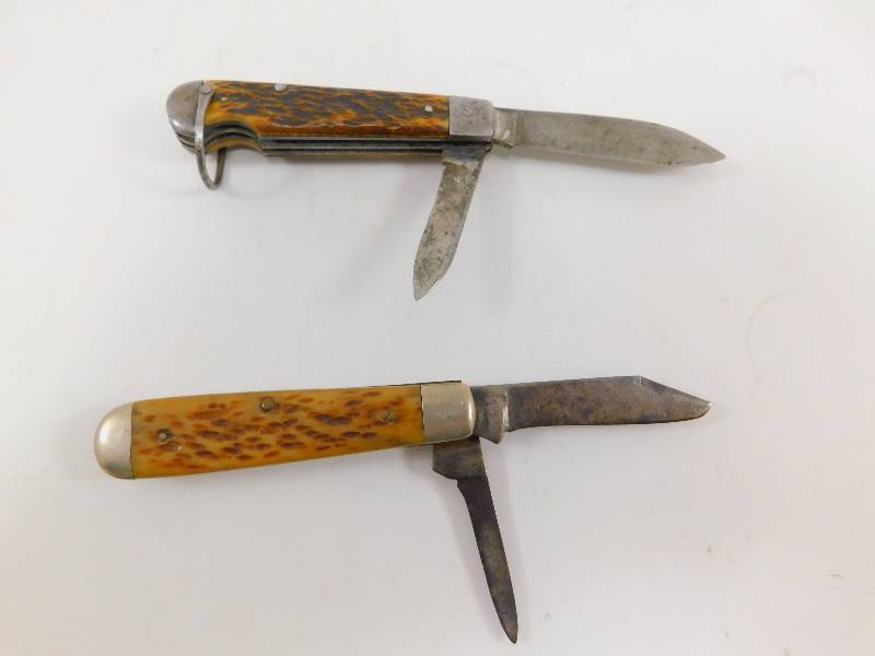 lot 51 image: Vintage Stag Handle Pocket Knives