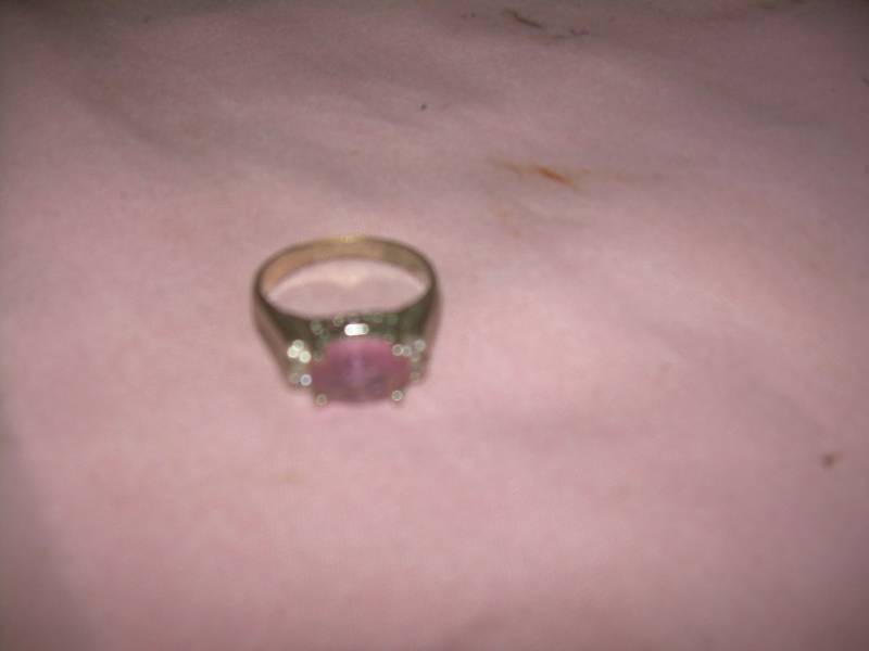 VINTAGE SZ 7 SILVER RING PINK STONE