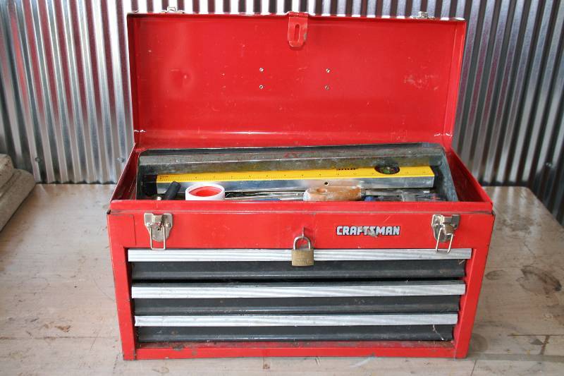 lot 75 image: Tool Box with Tools and Jumper Cables