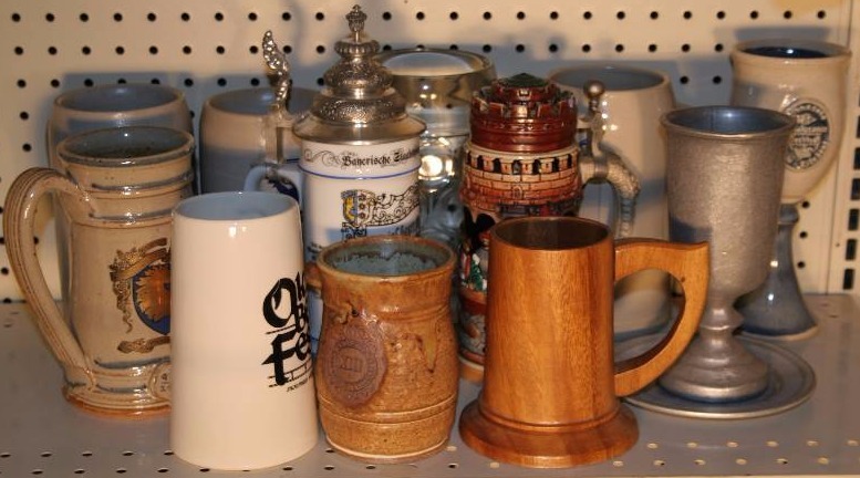 lot 146 image: Steins, Flagons, Cups, and Goblets