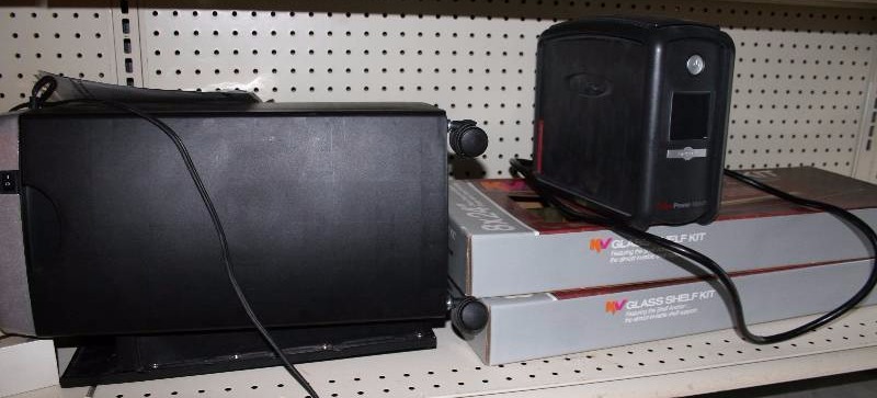 lot 166 image: Paper Shredder, Battery Back up, Two Glass Shelf Kits