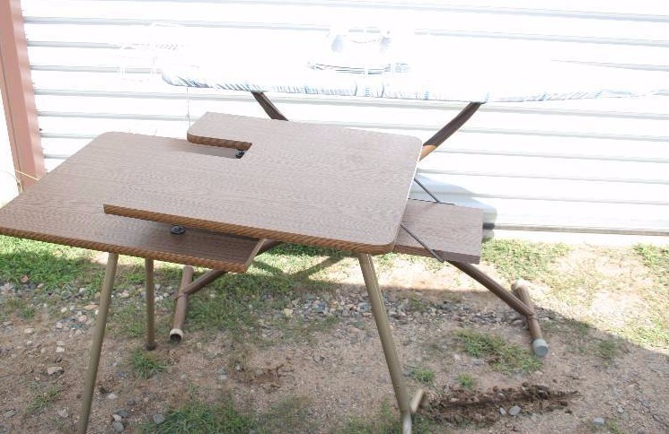 lot 228 image: Ironing Board with Iron and Foldable Sewing Table