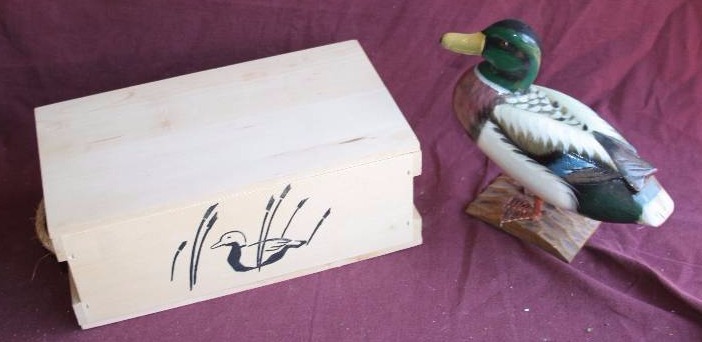 lot 245 image: Wooden Box and Wooden Duck