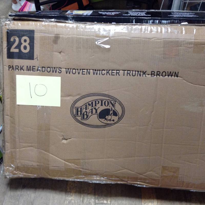 lot 10 image: Hampton Bay Park Meadows Woven Wicker Trunk Brown New