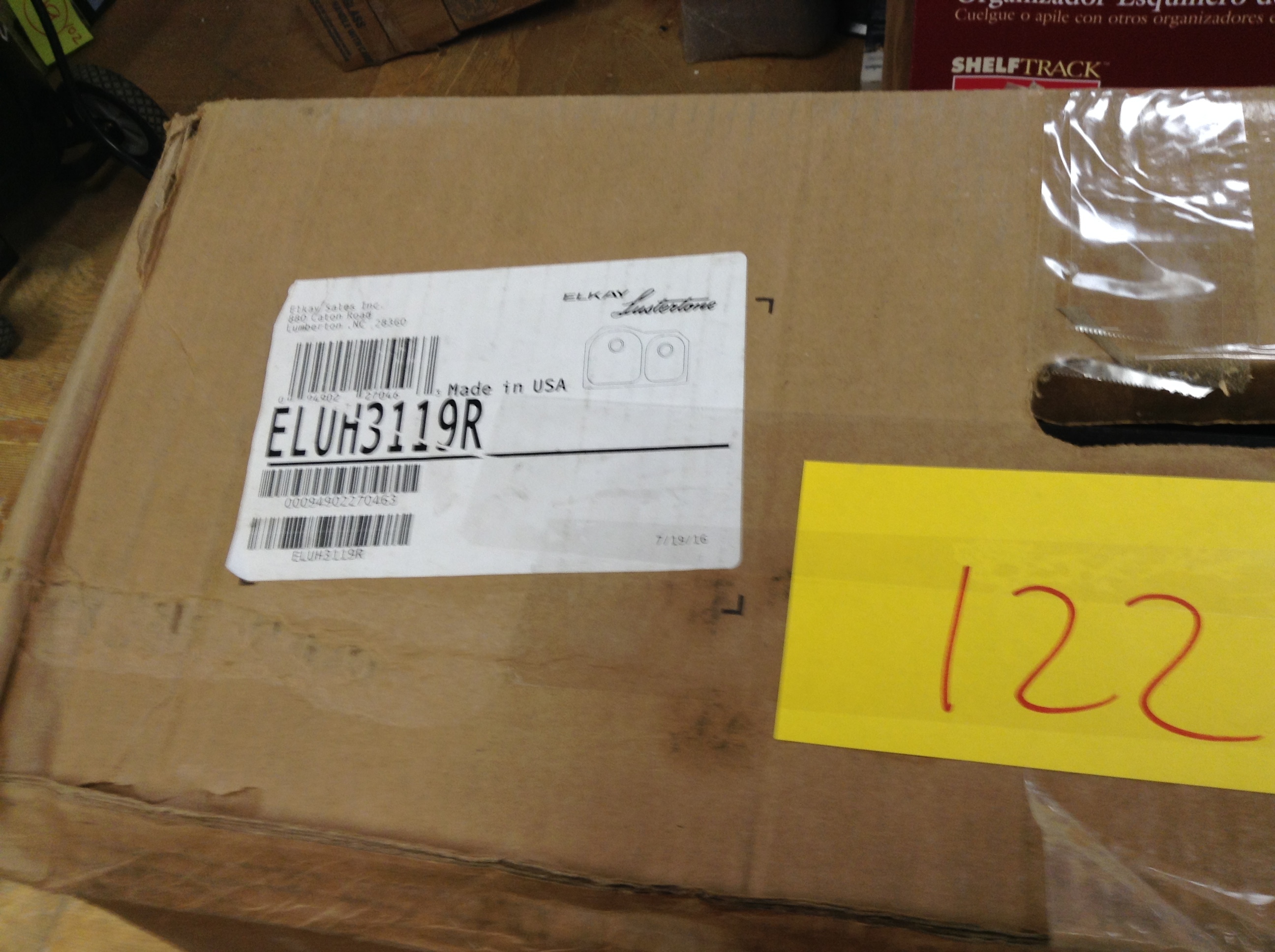 lot 122 image: Elkay Double bowl undermount sink lustertone never used