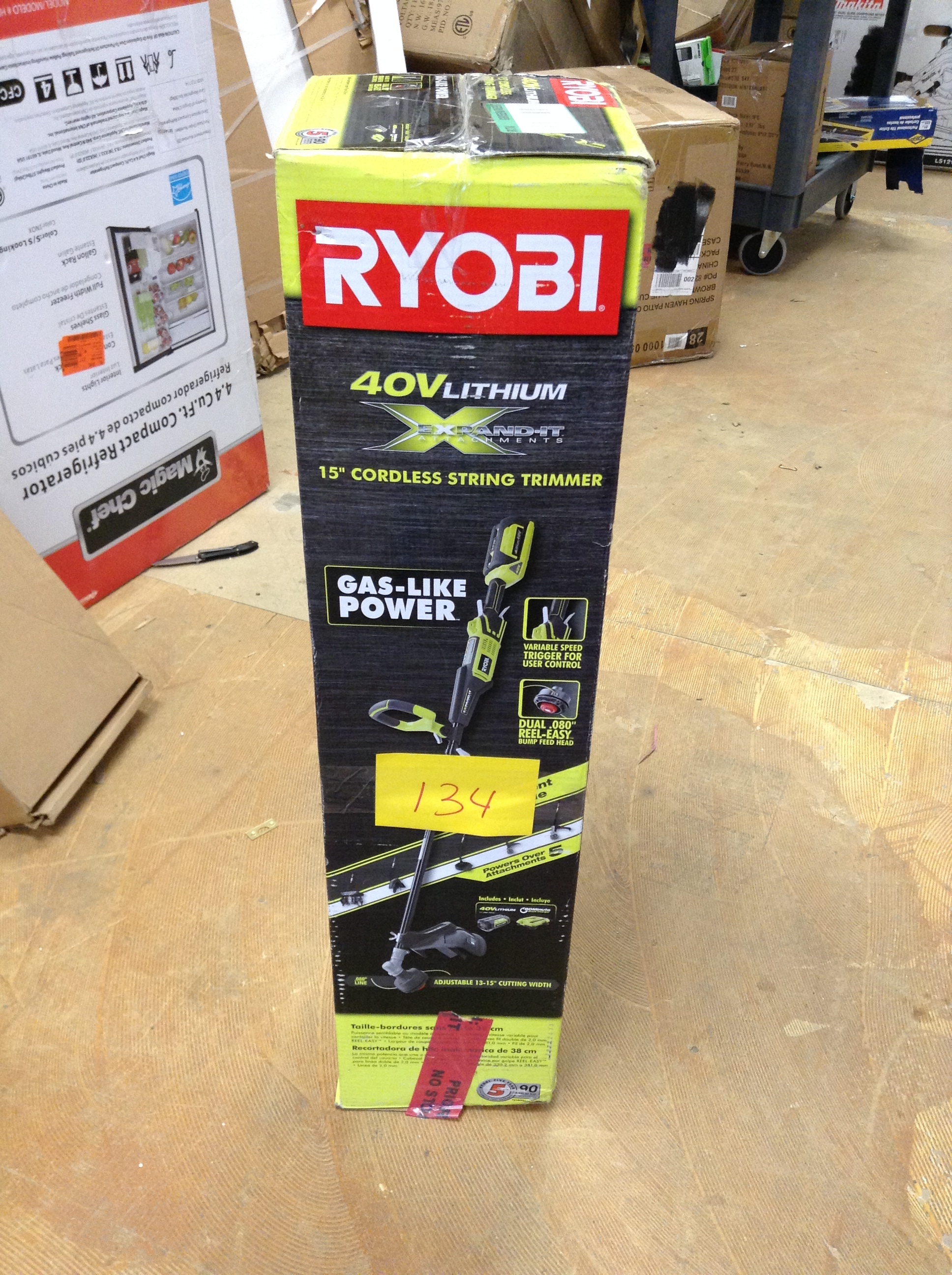 lot 134 image: Ryobi 40V 15 Cordless String Trimmer