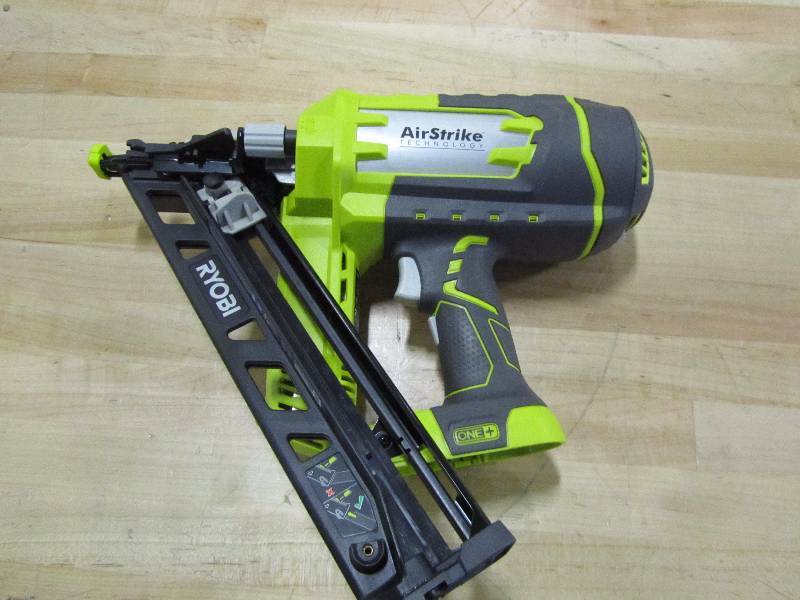 lot 18 image: Ryobi ONE 18-Volt 15-Gauge AirStrike Cordless Angled Nailer (Tool-Only)
