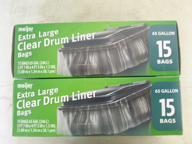 2 Boxes of Meijer Extra Large Clear Drum Liners