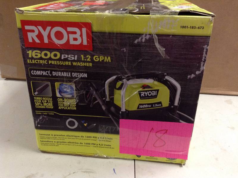 lot 18 image: Ryoby 1200 PSI Electric preasure washer not used