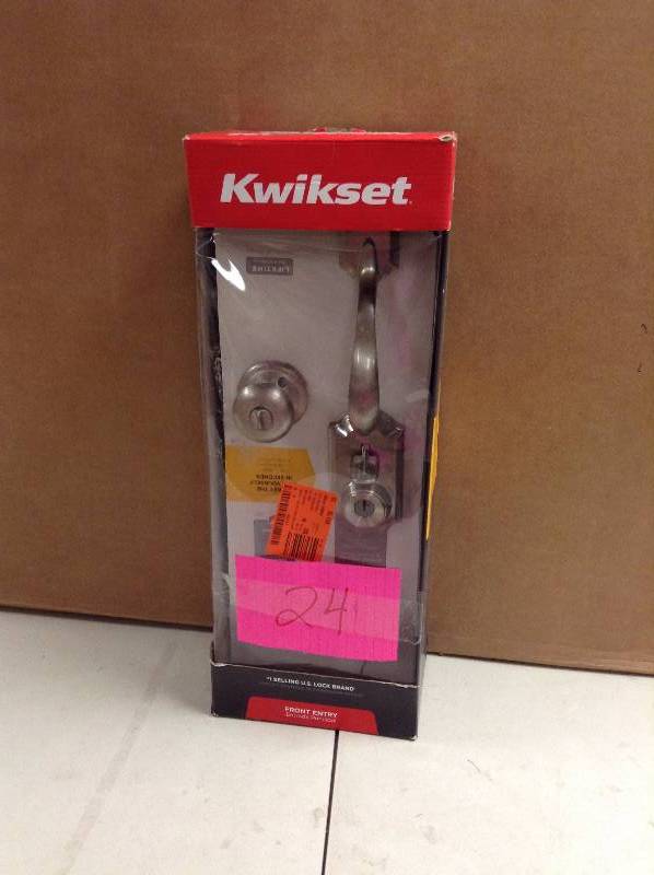 lot 24 image: Kwikset Door Front Entry Satin Nickel