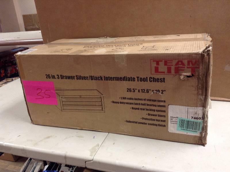 lot 35 image: Kodiak 26 in 3 drawer silverBlack Intermidiate Tool Chest