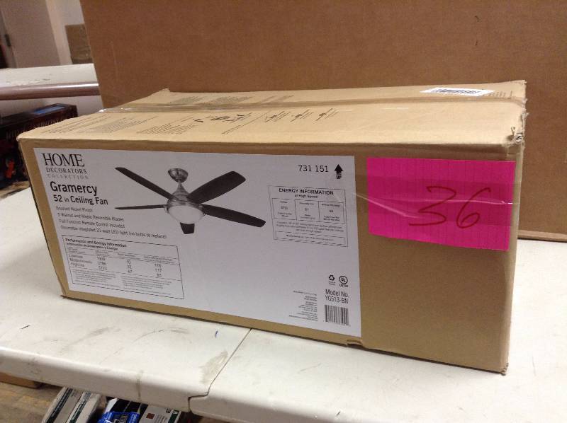 lot 36 image: Home Decorators Gramercy 52 Indoor Ceiling Fans never used
