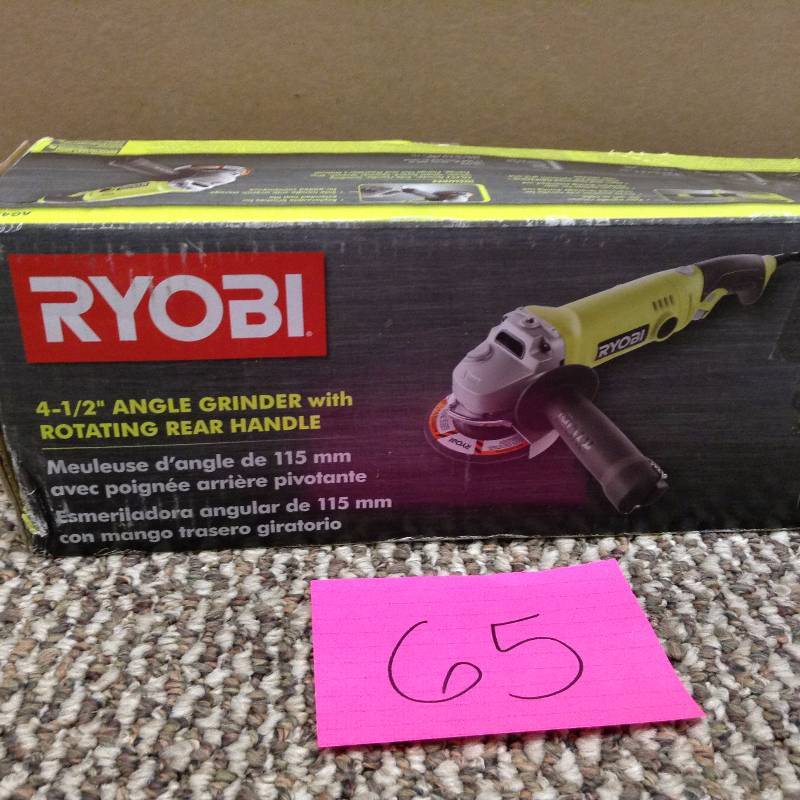 lot 65 image: Ryobi 4 12 Angle Grinder with Rotating Rear Handle  not used