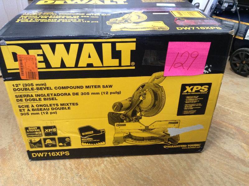 lot 129 image: Dewalt  12 (305MM) Double Bevel Compound Miter Saw with CUTLINE(TM) Blade Positioning System - DW716XPS Not Used