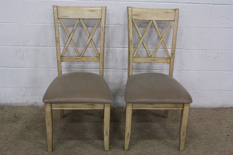 lot 17B image: Ashley Furniture Antique White Chairs  Set of 2 - MSRP $140 NEW