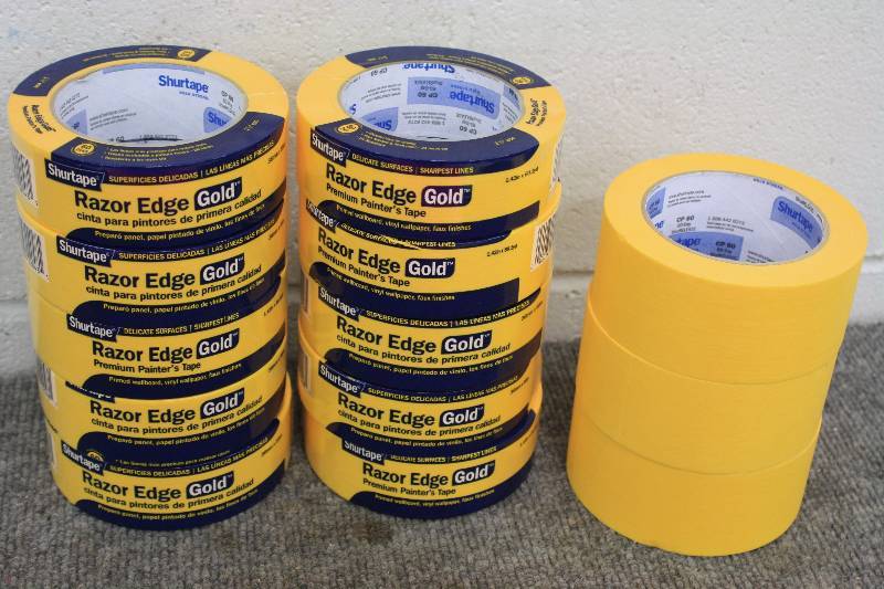 lot 34 image: Razor Edge Shurtape Gold Masking Tape (13 Rolls)
