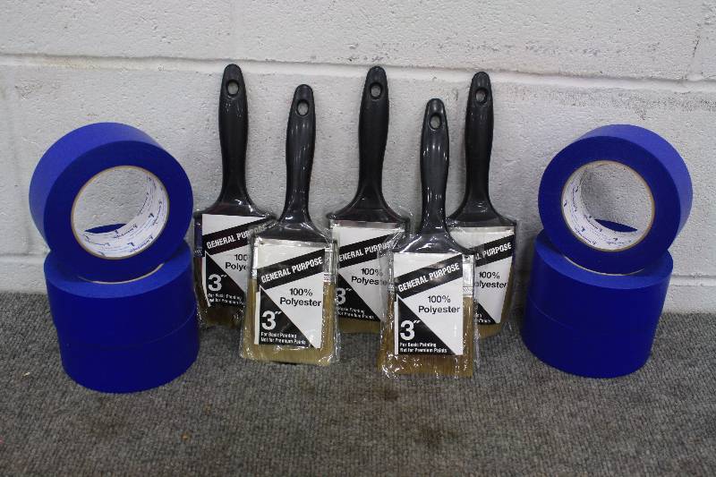 lot 38 image: Painters Tape & Paint Brushes