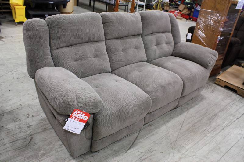 lot 22 image: Gray Reclining Sofa Brand New
