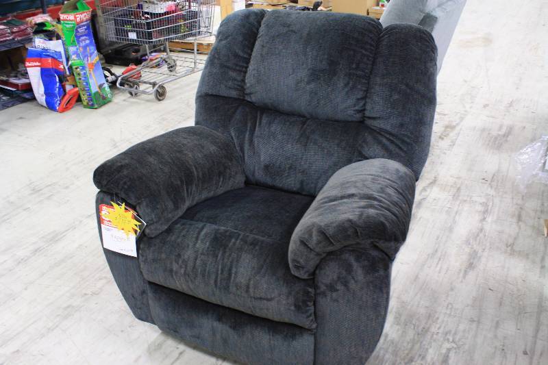 lot 77A image: Ashley Furniture Navy Swivel Rocker Recliner BRAND NEW