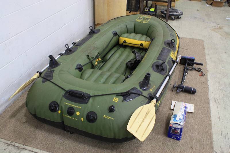 Sevylor Fish Hunter HF280 Inflatable Boat-Raft with Trolling Motor ...