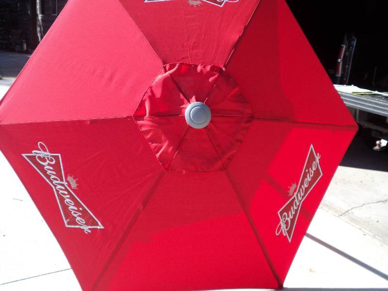 lot 22 image: budweiser red umbrella 80in diamete...