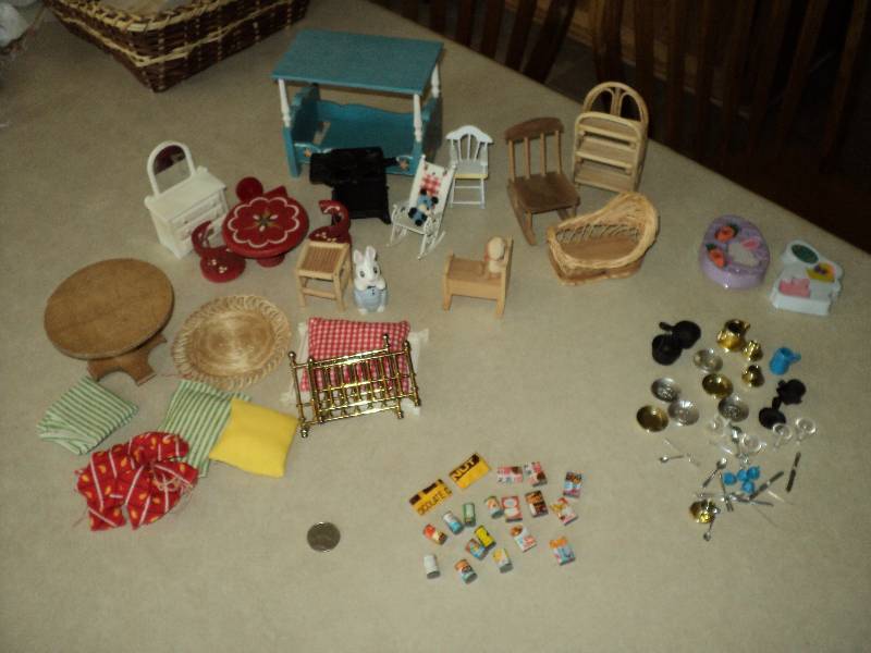 lot 41 image: doll furniture with miniature dishe...