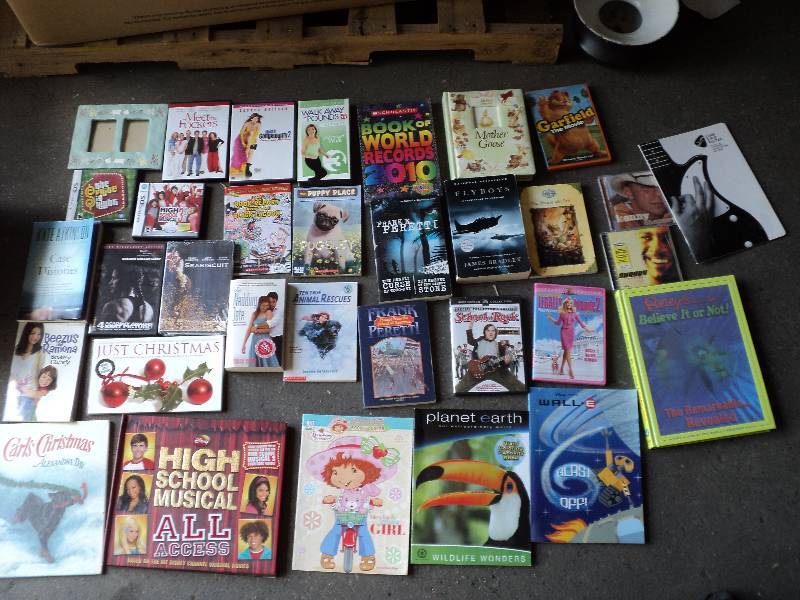 lot 95 image: box of books, movies, games, and fr...