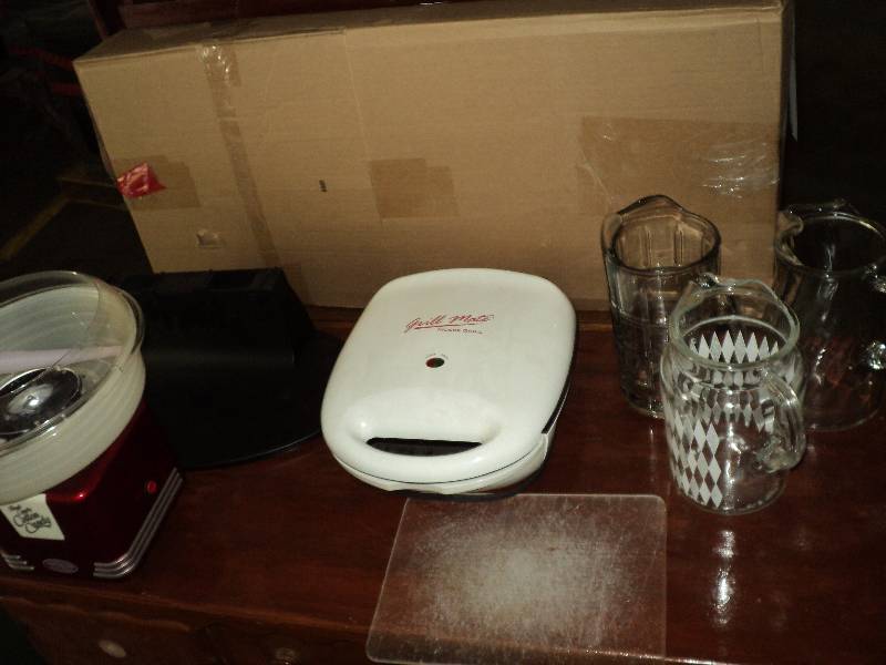 lot 114 image: grill, cotton candy maker, tv mount...