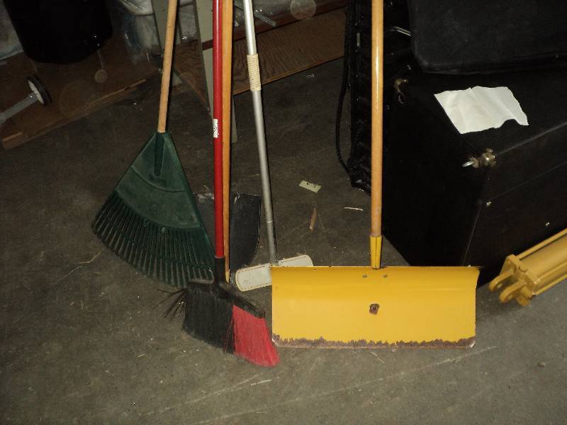 lot 127 image: shovels, rakes, and brooms...
