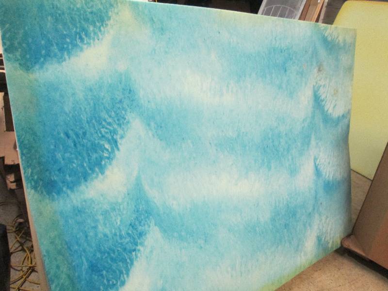 lot 135 image: 78x59 Blue Patterned Memory Foam...