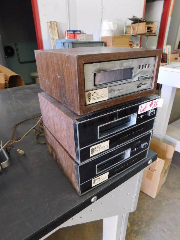 lot 35 image: 8 Track Players (Qty 3.), Not Tested