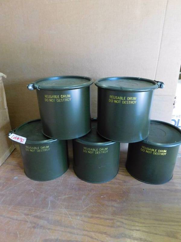 lot 90 image: Military Storage Drums (Qty. 5)