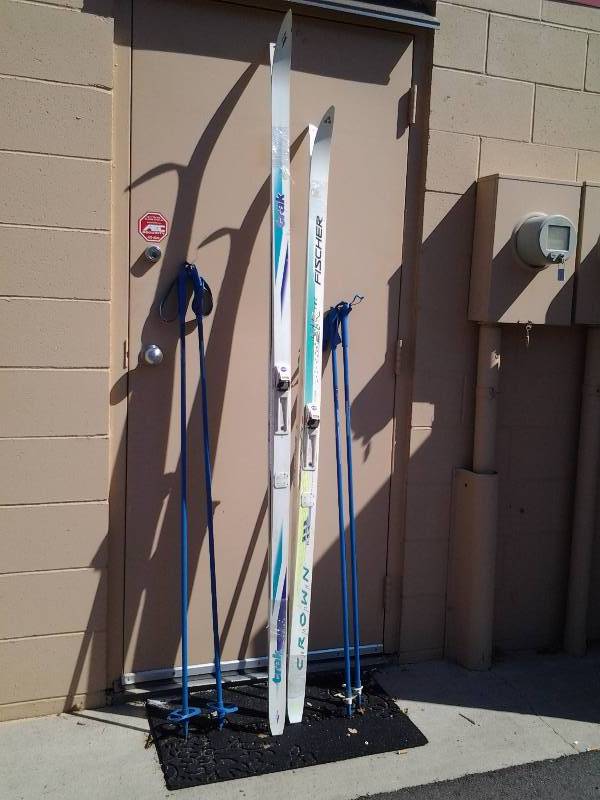 lot 21 image: 2-Pair Cross Country Skis, Exel Poles, Boots