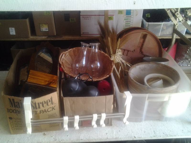lot 34 image: 3-Boxes Household Misc-Plant Pots & Trolleys, Wall Sconces, More