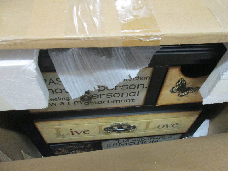 lot 16 image: Live Laugh Love Cabinet open box Re...