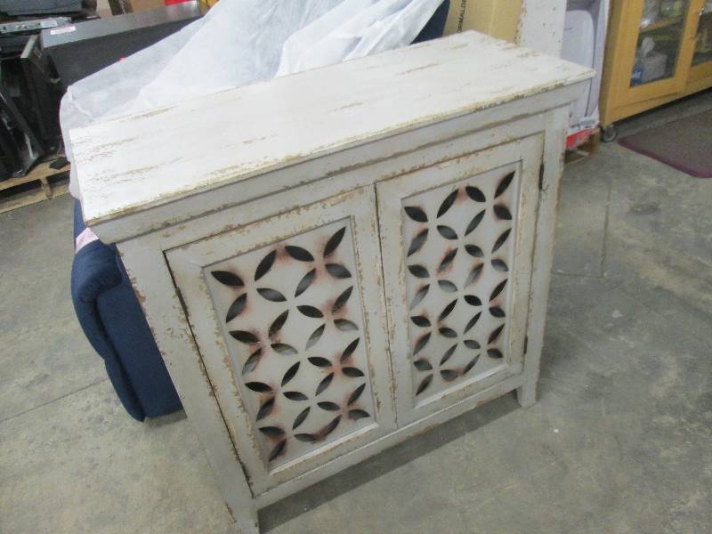 lot 29 image: 2-Door Cross-Pattern Cabinet open b...
