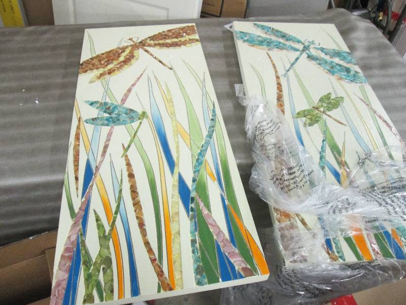 lot 41 image: Set of 2- 38x16 inch Mosaic DragonF...