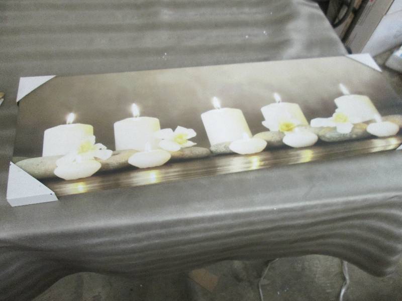 lot 47 image: Candle Canvas Art with Light open b...